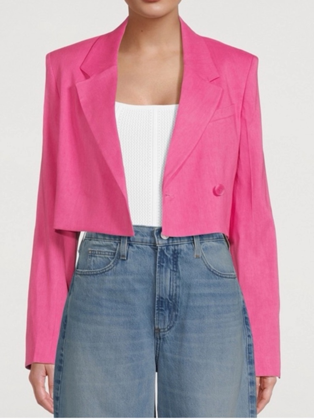 Avec Les Filles Cropped Pink Blazer